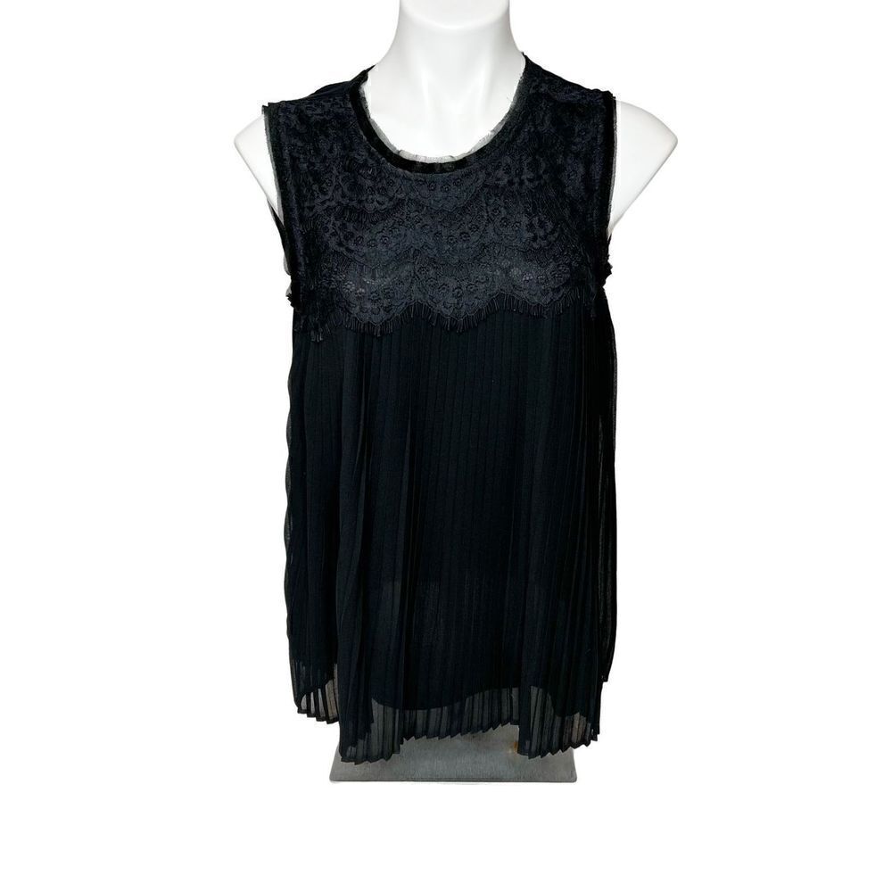 Loft NWOT black accordion pleated sleeveless top size M
